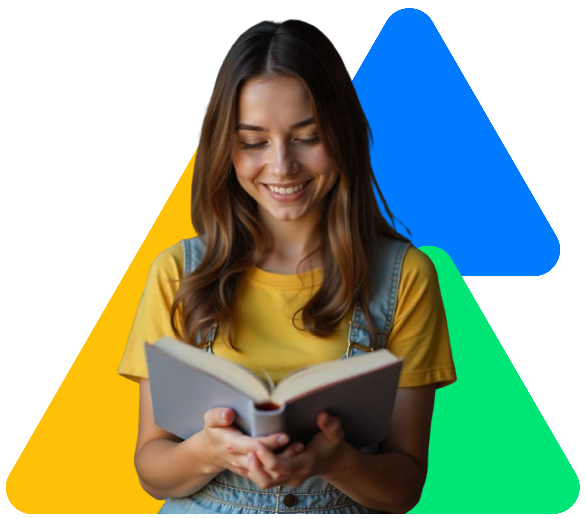 Garoto sorridente lendo um livro